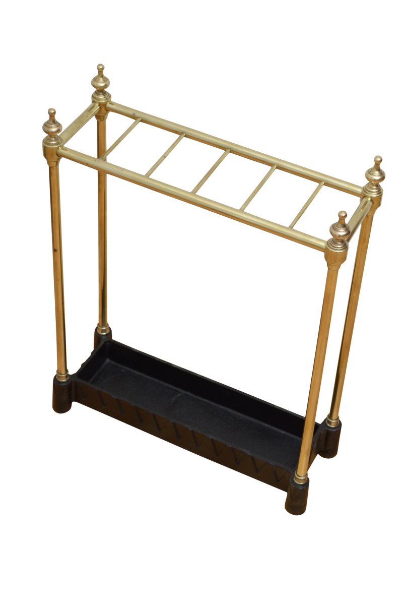 Brass Umbrella Stand With Dog Tooth Base